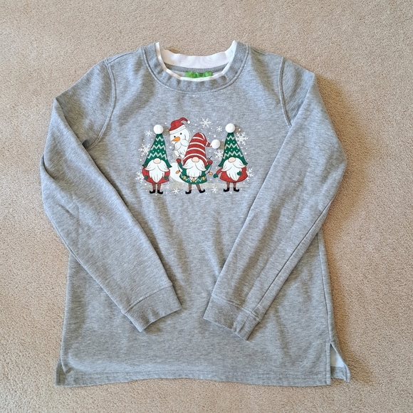 Holiday Gnome Sweatshirt Grey Fleece Lined Women's Small Cozy Festive Crew - Picture 13 of 13
